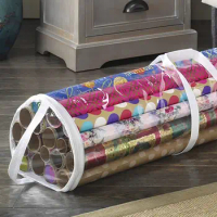 Large Capacity Transparent Christmas Wrapping Paper Storage Bag Easy Carry Handles Birthday Gift Wrap Organiser PVC Bag