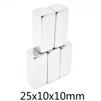 1/2/5/10/15/20PCS 25x10x10mm Strong Powerful Magnets Sheet N35 Block Rectangular Permanent Neodymium Magnet 25x10x10 25*10*10