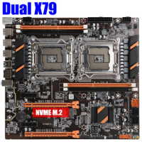 X79 dual CPU motherboard dual LGA 2011motherboard DDR3 REG ECC USB3.0 sata3.0 con placa base de procesador Xeon E5 C1C2V1V2 dual