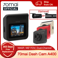 70mai A400 Dash Cam Car Recorder 1440P Resolution 70mai Car DVR A400 Dual Channel Front and Back Sight Cam APP Control DVR