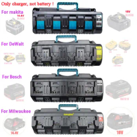 4 Port Li-Ion Battery Charger For Makita For Bosch For Dewalt For Milwaukee 14.4V 18V 20V DCB104 BL1830 AL1860 M18 DC18SF BS1418