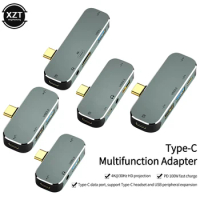 Multi-function 6 in 1 Type-C Hub 3.55mm Jack PD100W USB3.0/USB2.0/USB3.1 HDMI-Compatible USB Extender Hub