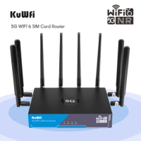 KuWFi 3000Mbps 5G Router WiFi6 Gigabit Dual Frequency 2.4/5G High Gain Hybird WIFI Router With Sim Card Slot Support 128 Uers