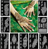 Reusable Henna Tattoo Stencils Kit Mehendi Stencils for Hands Forearm Glitter Airbrush DIY Tattooing