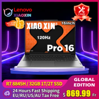Lenovo Xiaoxin Pro 16 2024 Laptop Ryzen R7 8845H 16G/32G RAM 1T/2T SSD Radeon 780M 16-inch 2.5K 120Hz 350nits Screen Notebook PC