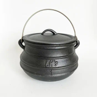 3L Flat Cast Iron Cauldron Camping South Africa Potjie Pot Cast Iron Potjie Pot Soup Pot for Outdoor