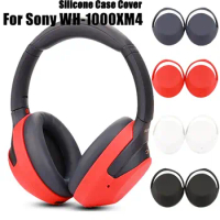 1 Pair Washable Headphone Cover Scratch Proof Wear Resistant Silicone Protective Case Solid Color Housing for Sony WH-1000XM4
