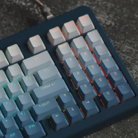 Fog Blue Gradient Keycaps for Mechanical Keyboard Backlight Through OEM Height PBT Coloring Side Print GK61 Anne Pro 2 Game PC