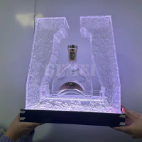 Acrylic metal XO Martell holder glorifier VIP display shelf color changing LED bottle presenter for bar nightclub