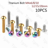 Tgou Titanium Bolt M4x6/8/10/12/15/20mm Hex Head Screws for Bicycles 10pcs