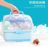 奶瓶收納盒嬰兒奶瓶收納箱帶蓋防塵儲存收納盒寶寶餐具用品瀝水晾干燥架大號