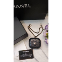 1928二手精品專賣 香奈兒 CHANEL 黑色小羊皮 AIRPODS PRO 耳機收納盒