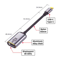 8K 60HZ UHD 4K USB4 USB-C Type-C Source to Displayport DP/ MINI Displayport MINI-DP Female Cable Display Monitor Displays