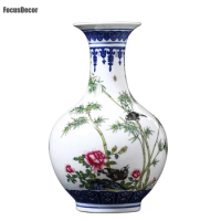 Antique Chinese Famille Rose Porcelain Vase Jingdezhen Porcelain Small Vase Ceramic Pastel Decoration Vintage 60s Vase Plant Pot