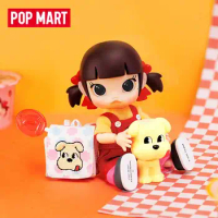 POP MART MOLLY&amp;PEKO Milk Girl Mobile Doll Small Cloth BJD Set Dress Toy Kawaii Action Doll Toys Collection Model Mysterious Box