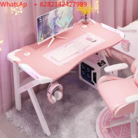 Modern Minimalist Computer Desks Home Office Furniture Light Luxury Table Pink Gaming Table and Chair Set with Light for room