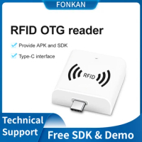 FONKAN 860-960mhz Portable Handheld UHF RFID OTG Reader Tag Label Detect range 1M For Android Type-c Interface with APK and SDK