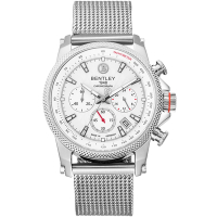 BENTLEY 賓利 RACING系列 競速美學計時手錶-銀/43mm
