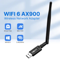 USB WiFi Adapter WiFi 6 AX900 USB Dongle Dual Band 2.4G/5GHz 900Mbps Network Card Drive Free for Laptop PC Win10/11