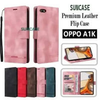 SUNCASE Oppo A1K cover hp model dompet multi fungsi flip case wallet leather SUNCASE BROWN