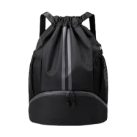 1pc Sport Basketball Backpack, Drawstring Soccer Backpack with Ball and Shoe Compartment, Gym Bags for Men/Women