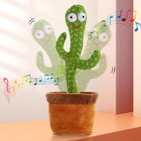 Dancing Cactus Repeat Talking Toy Electronic Plush Toys Can Sing Record Lighten USB Early Education Funny Gift Interactive Bled