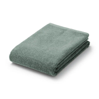 【【MUJI 無印良品】】棉圈絨雙線織浴巾/可吊掛/綠色 70*140 cm