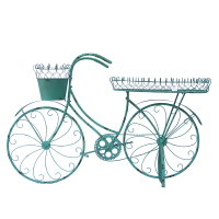自行車鐵藝花架置物架創意歐式花盆戶外歐式花園雜貨庭院別墅落地