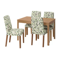 EKEDALEN/BERGMUND 餐桌附4張餐椅, 橡木紋/fågelfors 彩色, 120/180 公分