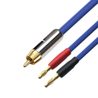 Premium Active Speaker Cable RCA to Dual Banana Spade Plug 2Y for Audio Amplifier Sound box Subwoofer OFC Cable 1M 2M 3M 5M 8M