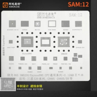 Amaoe BGA Reballing Stencil SAM:12 For SAMSUNG S20 G988U G988B SM8250 Exynos990 CPU IC SDR865 MAX77705F PM8150C PM8250 PMX55