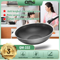 PROMO!! Wok Pan Stainless HONEY COMB 34cm/ Wajan Wok Penggorengan Anti Lengket Kitchenware