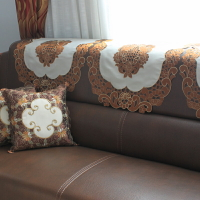 美式家紡酒紅歐式簡約刺繡純色沙發靠背沙發巾沙發批墊罩新中式
