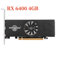 SOONFOALS Radeon RX 6400 RX6400 Graphics Card 4G 16 Gbps 4GB GDDR6 64-bit 6nm Support AMD Intel CPU Gaming