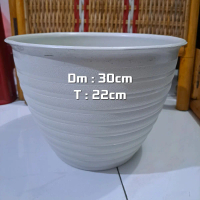 POT BUNGA PLASTIK PUTIH 30CM SET 6PC