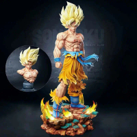 Jt รูปปั้น Dragon Ball Z Son Goku รูปหัวเปลี่ยนได้ฐาน Led Super Saiyan Goku Action Figures Collectio