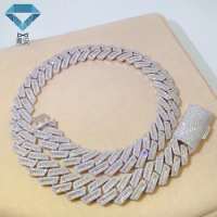 S925 18mm Silver Moissanite Silver Jewelry Cuban Necklace XIAN Gems