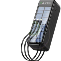 Solar Charging Unit Large Capacity 100000 MA Fast Charge with Cable Mobile Power Supply 80000 Outdoor Large Capacity 220V