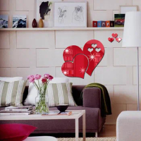 Heart Shape Mirror Wall Sticker 3D Art Wall Decal Removable Mirror Wall Sticker For Home Decoration