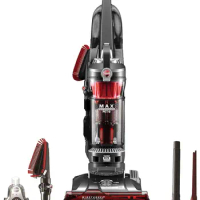 Bagless Upright Vacuum Cleaner, HEPA Media Filtration, For Carpet and Hard Floor,Red