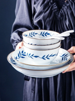 ijarl北歐風陶瓷餐具套碗飯碗面碗湯碗家用中式碗盤子單個釉下彩