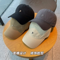 新款復古棒球帽韓版簡約字母P刺繡鴨舌帽軟頂加寬帽檐顯臉小男女