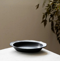 [日本製]   BISQUE 美濃燒  FRAME系列復古花邊椭圓深碟 (黑色/小)