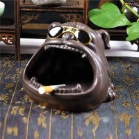 Cute Cartoon French Bulldog Ceramic Ashtray Gift for Boyfriend Living Room Multifunctional Animal Ashtray Decoration Accessories
