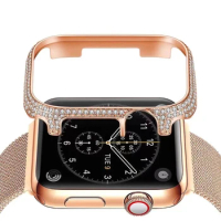 Metal + Diamond Case for Apple Watch Case 9 8 7 45mm 41mm Metal Stainless Steel Protective Case IWatch 6 5 4 SE 44mm 40mm Cover