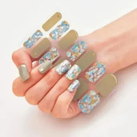 14Strips Gel Nail Stickers Semi Cured Full Cover Stickers Floristic Gel Nail Patch Polish Strips DIY Nail Art Making Waterproof