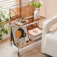 Nordic Glass Coffee Tables for Living Room Glass Foldable Trolley Side Table Designer Leisure Home Kitchen Shelf Coffee Table