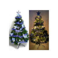【摩達客】耶誕-5尺/5呎-150cm台灣製豪華版裝飾綠聖誕樹(含藍銀色系飾品組/不含燈/本島免運費)
