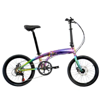 20 Inch Foldable Bike Aluminum Alloy Portable Ultra-light Folding Bicycle Small Wheel Disc Brake Variable Speed 11kg Plating