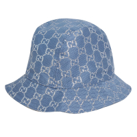 Gucci GG Lamé Bucket 義大利製GG LOGO緹花布漁夫帽(藍/銀線字/631951)